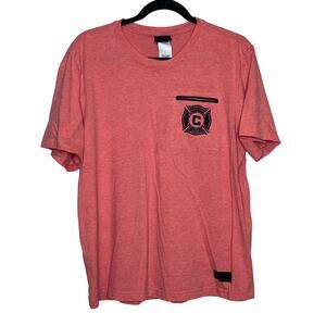 Adidas Men Pink Graphic Tee Chicago Fire Pocket T Shirt Large